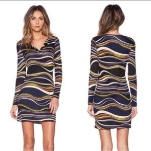Diane Von Furstenberg size 4 navy multi stripe sheath dress 100% silk